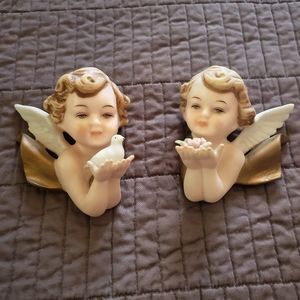 Vintage Mid Century Made In Japan Cherub Wall Hangings-PM1